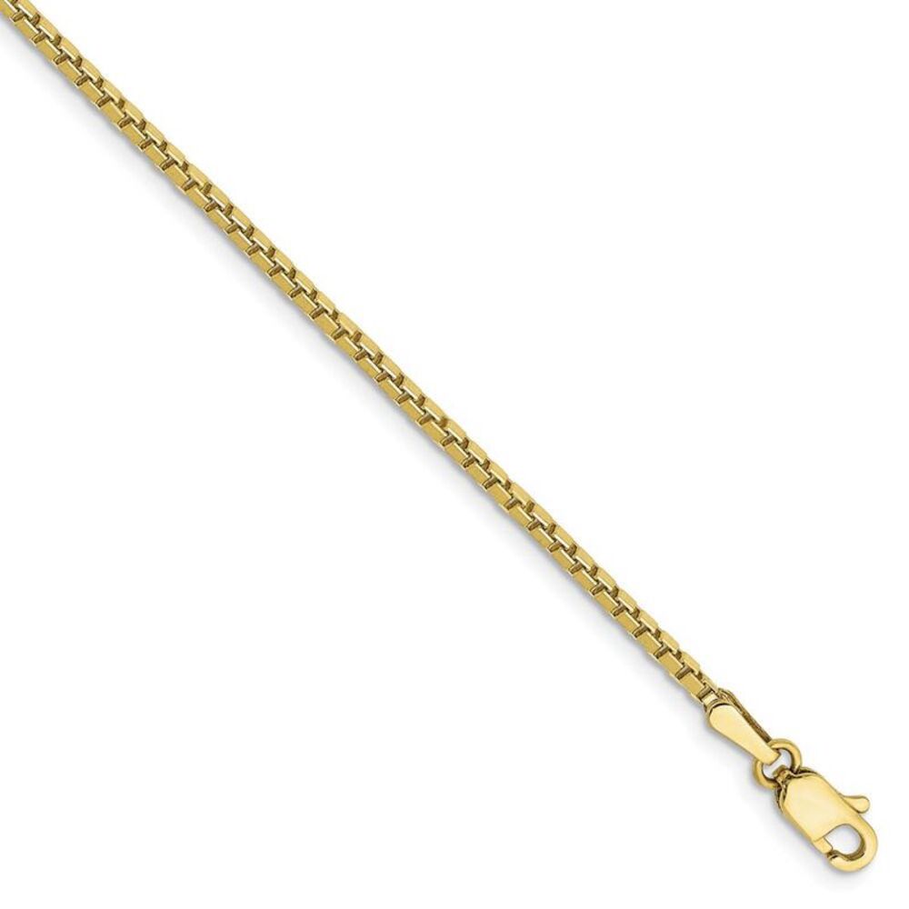 10k Yellow Gold 1.5mm Box Chain Anklet, 9 Inch